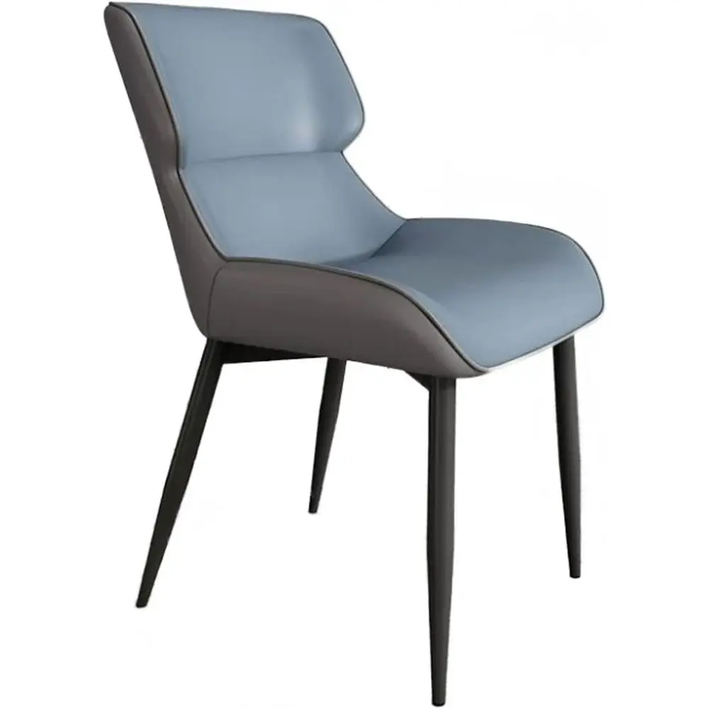 

Leather Cushioned Metal Dining Chair Stool with Backrest, 38x44x87cm, Elegant Black