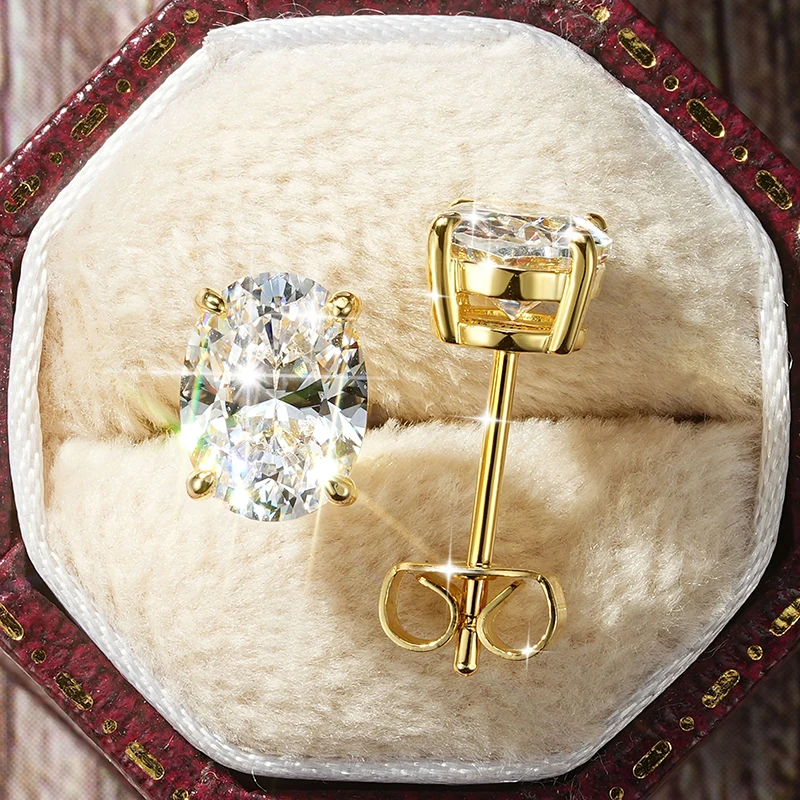 Anziw 2026 Новые серьги-пусеты с овальным кубическим цирконием 6x8 мм класса AAAAA для женщин, подарок на День святого Валентина или день рождения