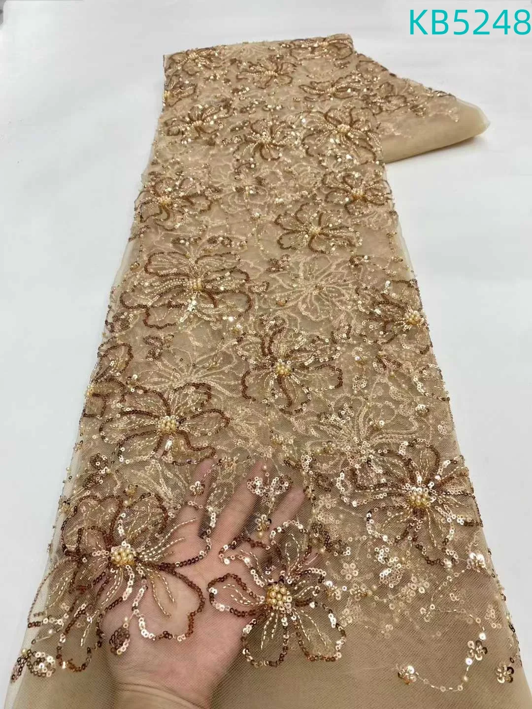 

Африканская ткань, кружево высокого качества, 2025 г., зеленая ткань с вышивкой из бисера в Дубае, 5 ярдов, кружевная отделка для свадебного платья KB5248