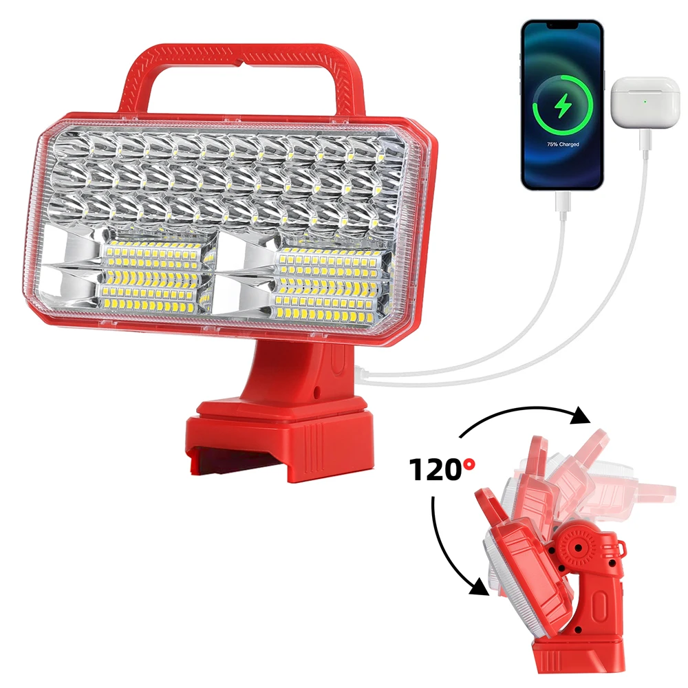 

Cordless LED Work Light for Milwaukee 18V Battery, 4200LM Portable Handheld Flashlights Tool Camping, Indoor & Outdoor Use