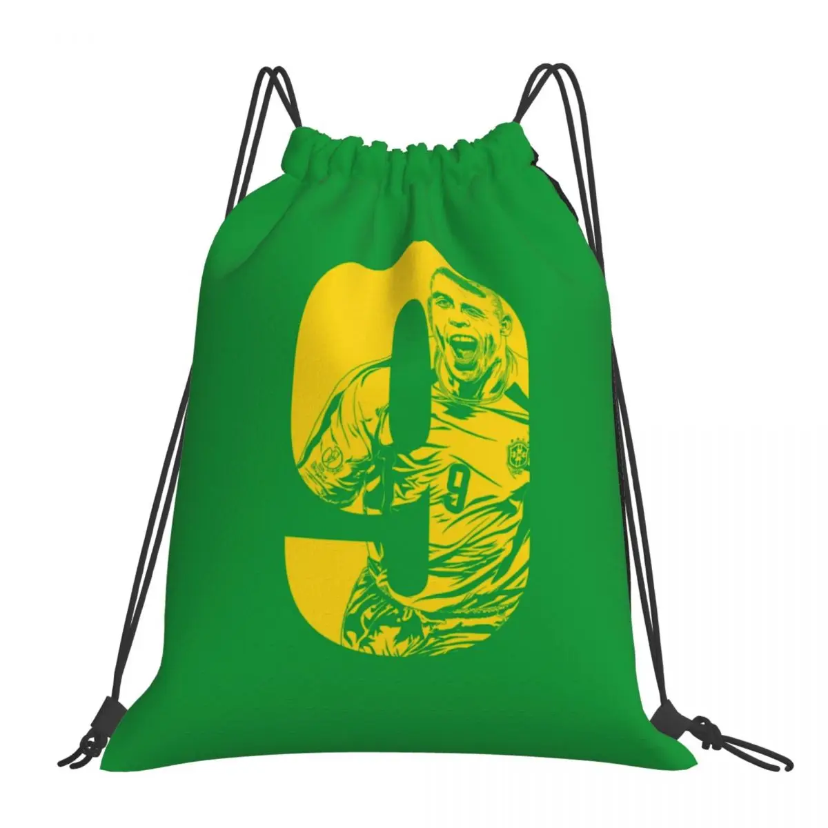 Custom Brazil Football R-Ronaldo No.9 ,Travel Fitness Sports Large Capacity Drawstring Pocket Backpack