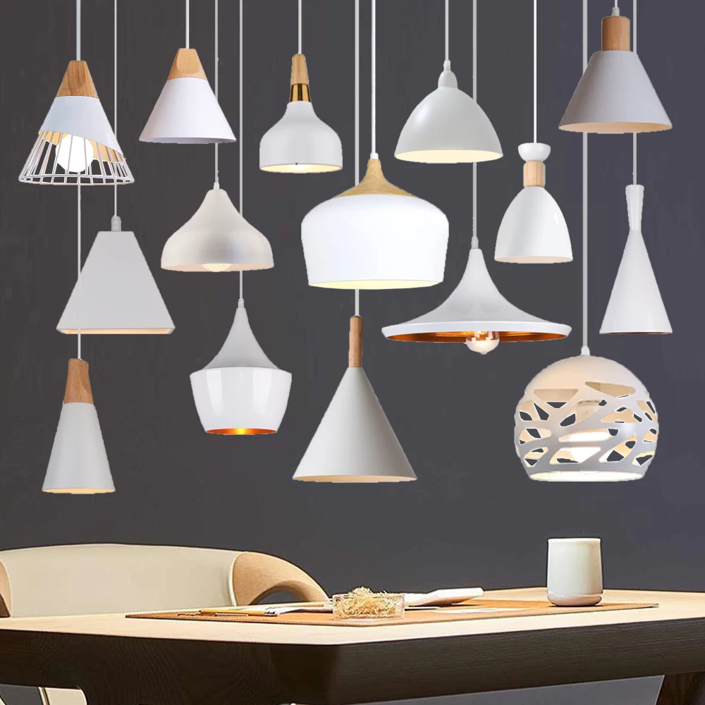 Nordic Industrial LED E27 Pendant Light Modern White Hanging Lamp Home Improvement Room Kitchen Decor Vintage Lighting Fixture