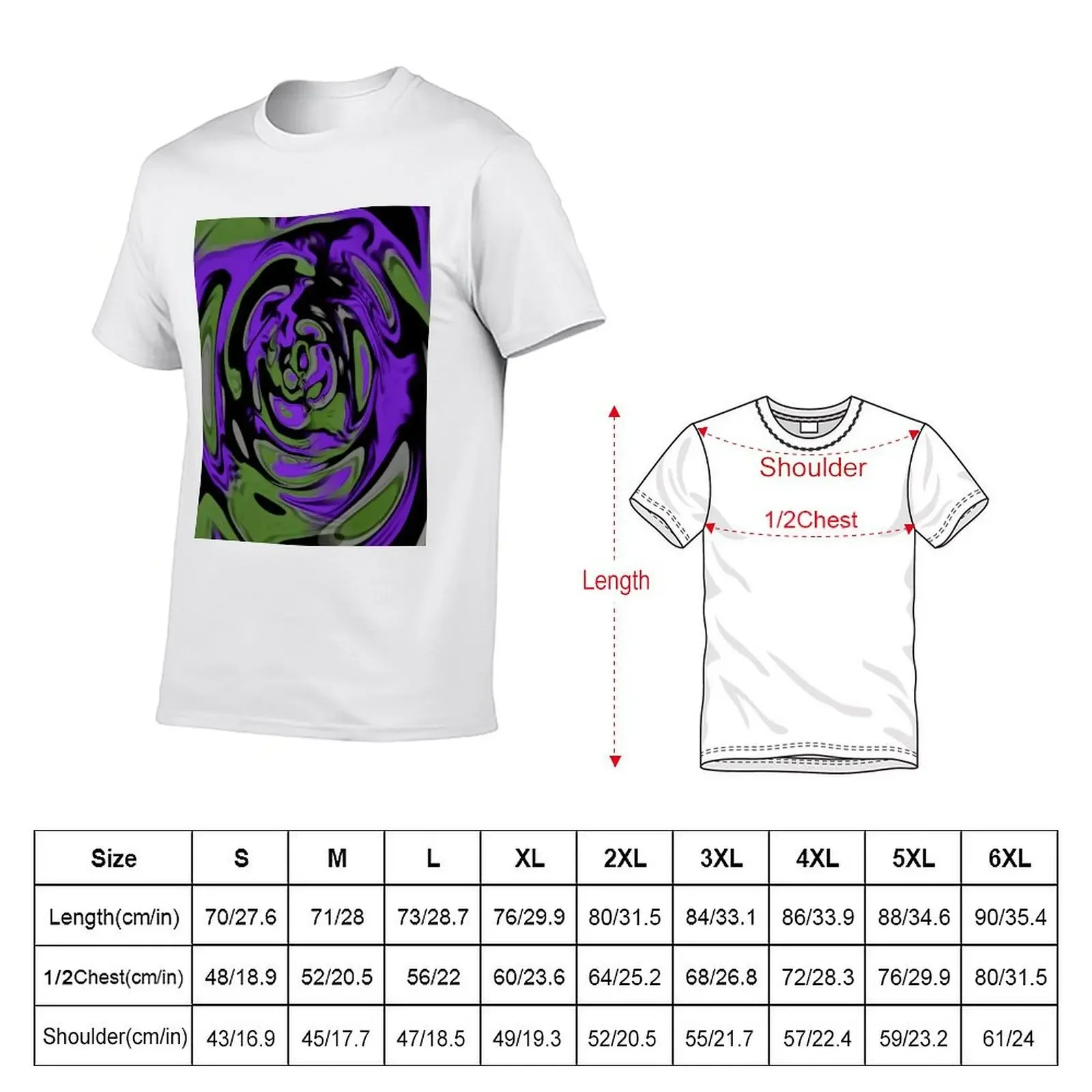 Composition in purple and green T-Shirt sweat cotton graphic tees black t shirts for men