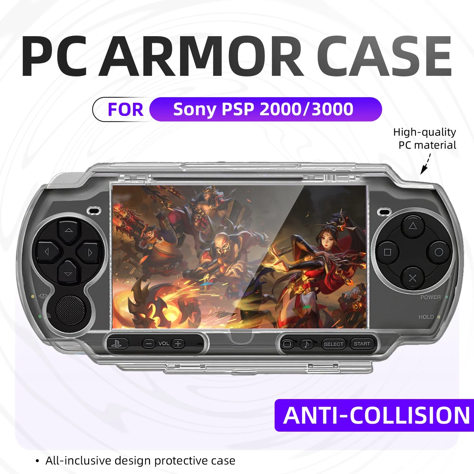 Clear Case voor Sony PSP 2000 3000 Transparante PC Harde Beschermende Shell Cover PSP 2000 3000 Met Schermbescherming Accessoires