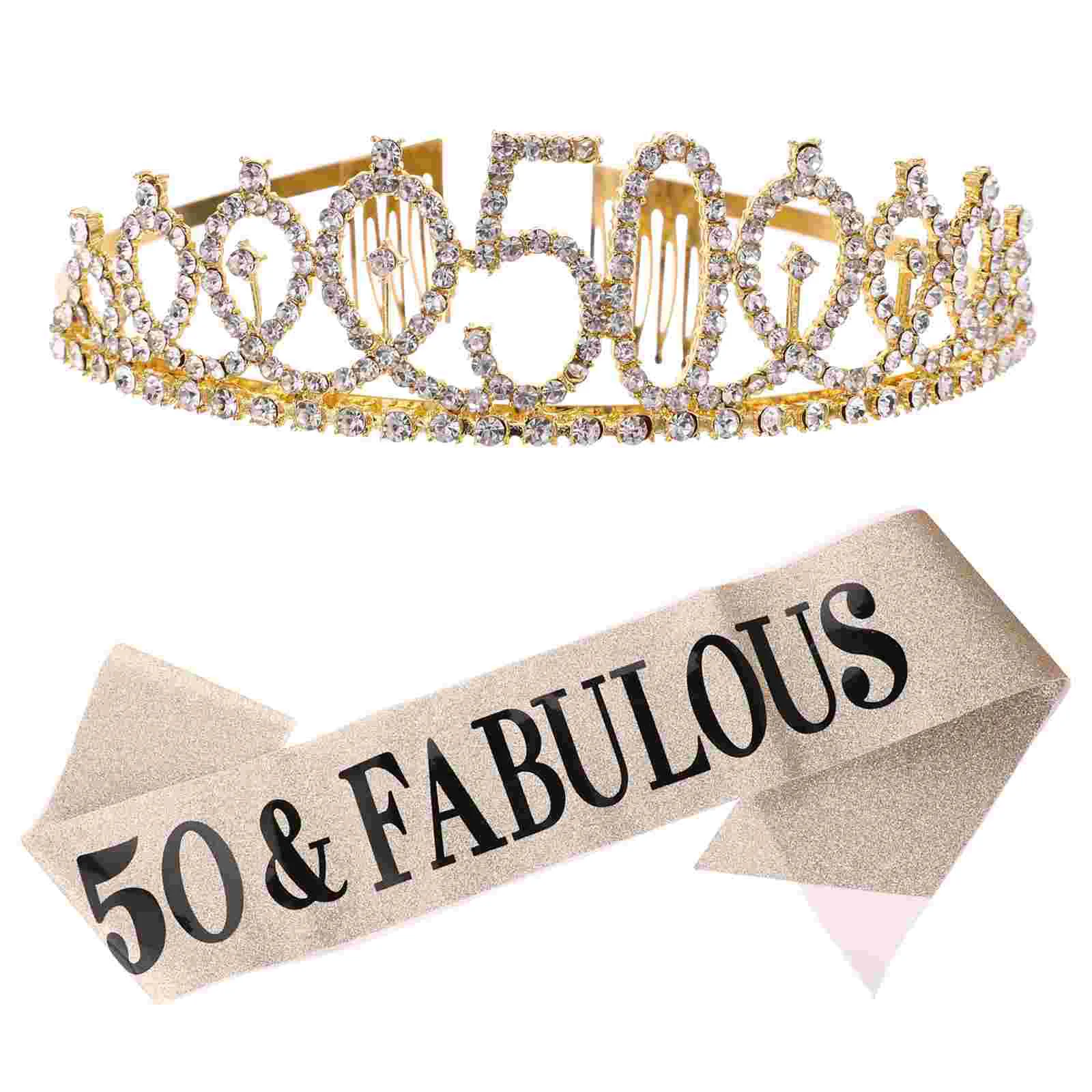 

2 Pcs 50 Crown Shoulder Straps Party Sash Birthday Tiaras for Women Headband Makeup Hair Hoops