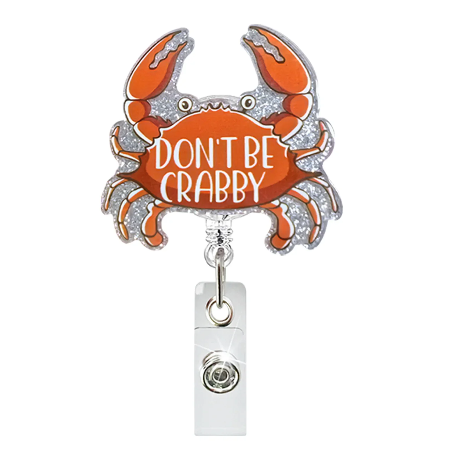 Acrílico glitter caranguejo sangue retrátil crachá carretel cartão de identificação fivela clipe médico enfermeira crachá titular chaveiro presentes acessórios