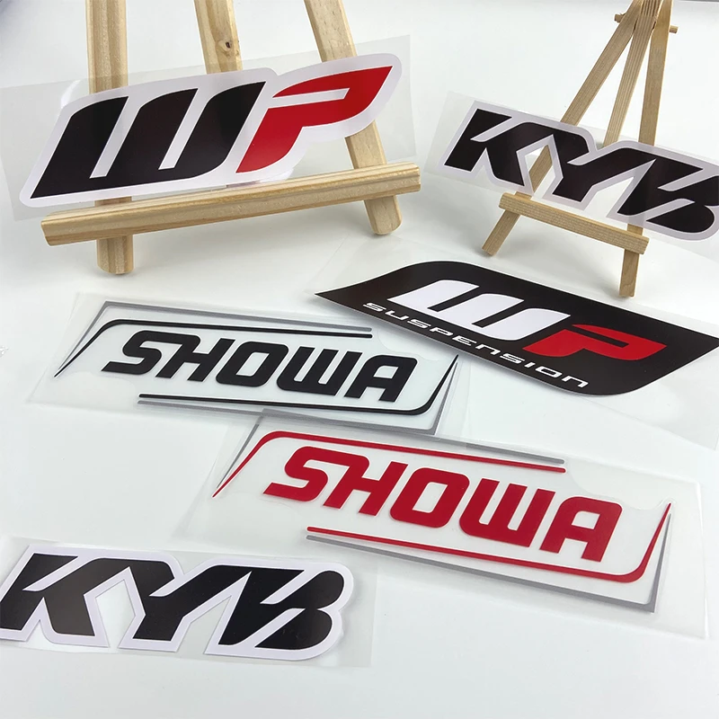 

2 шт. наклейки на мотоцикл, передние вилки для мотокросса, наклейка для Showa KYB WP, амортизаторы, крутой логотип, виниловые прочные наклейки для подвески