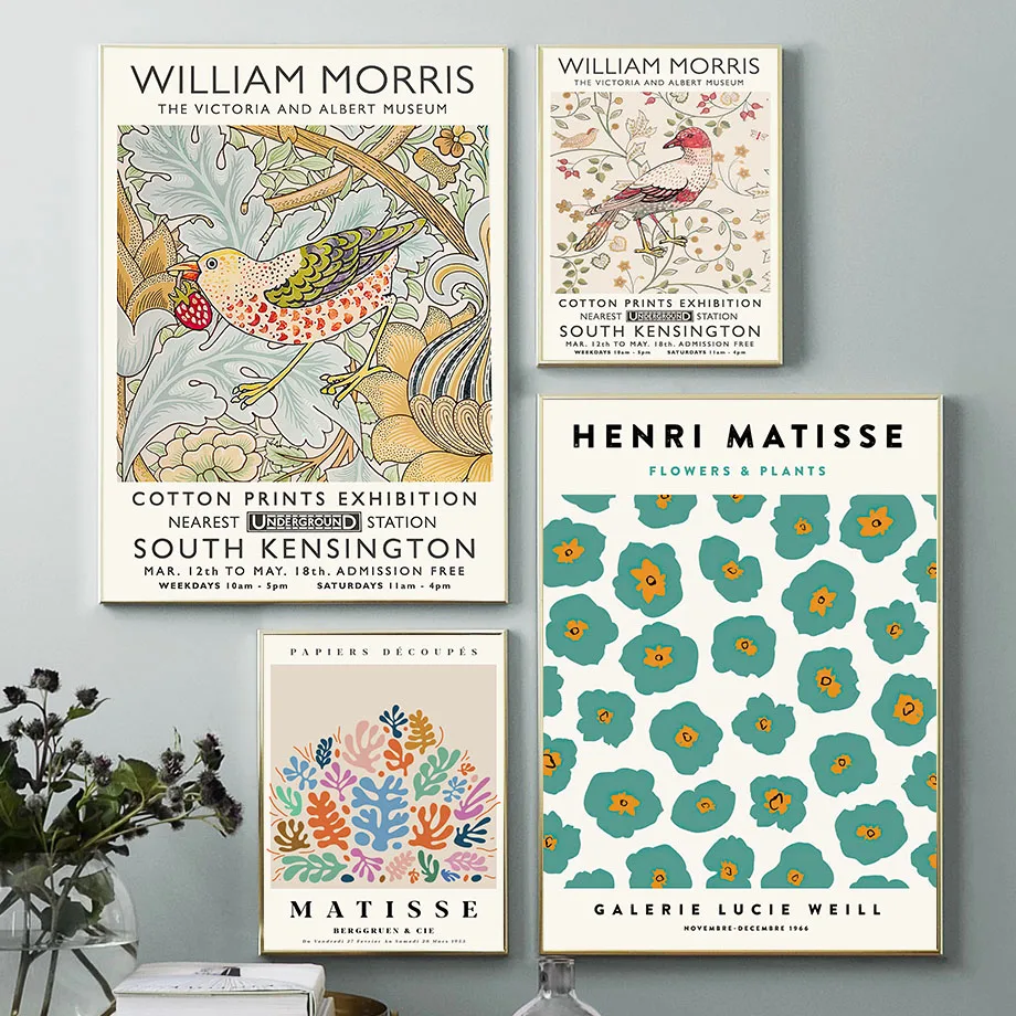 William Morris Matisse Abstract Flower Birds Modern Art Canvas Painting Nordic Posters And Prints Wall Pictures For  Home Decor