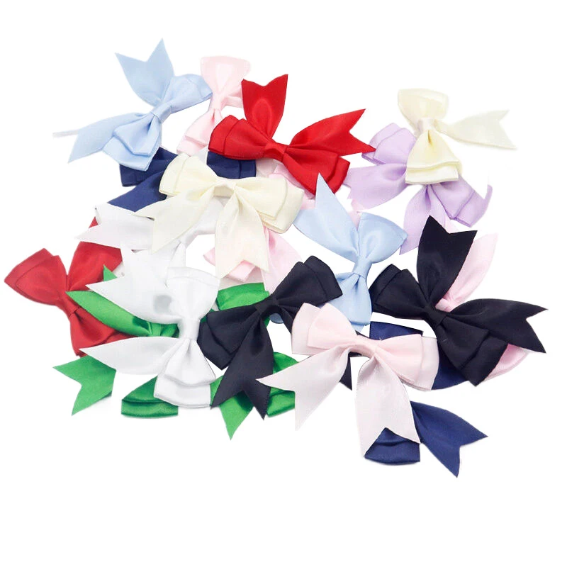 10Pcs Colored Ribbon Bows Large Size Dacron Double Layer Ribbon Bow Flower Craft Supplies Handwork DIY Party Decoration