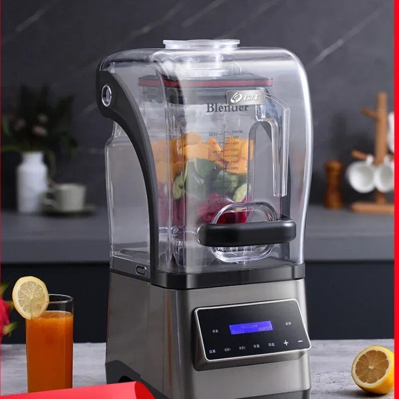 เครื่องบดน้ำแข็งฉนวนกันเสียงเชิงพาณิชย์พร้อมฝาปิดเครื่องบดน้ำแข็งชานมเครื่องสกัดน้ำผลไม้ปั่นแบบควัก