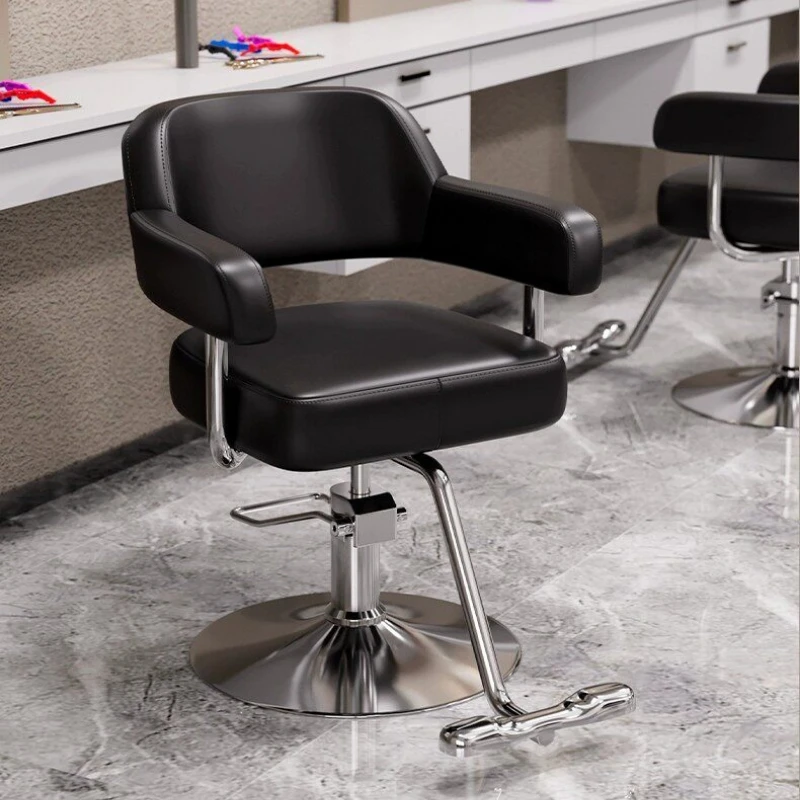 Modern professional barber chair black simple stable swivel hairdressing chair durable lifting taburete de peluquería furniture