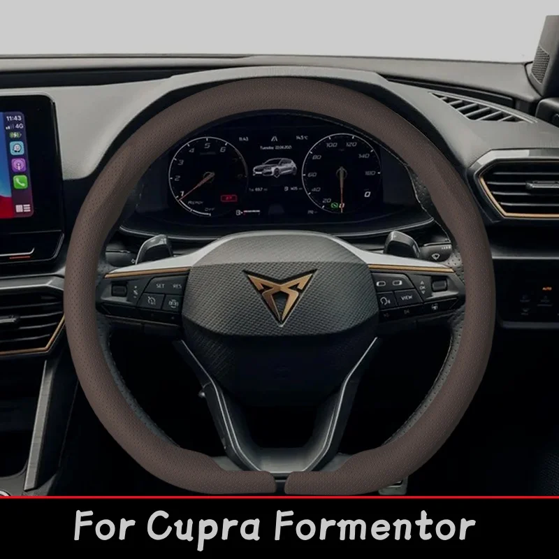 8D Nappa Leather Car Steering Wheel Cover For Cupra Formentor 2021-2024 2025 Anti-Slip Auto Steering Wheel Cupra Formentor