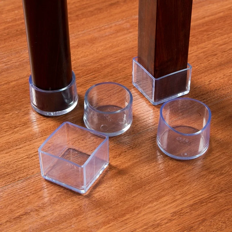 Square/Round urniture Leg Foot Protector Transparent Table And Chair Foot Cover Protector Pads Silent and thickened