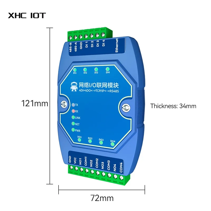 RJ45 RS485 Ethernet I/O Networking Module 4DI+4DO TCP RTU Support Modbus Gateway DC8-28V Industrail Standard ME31-AXAX4040