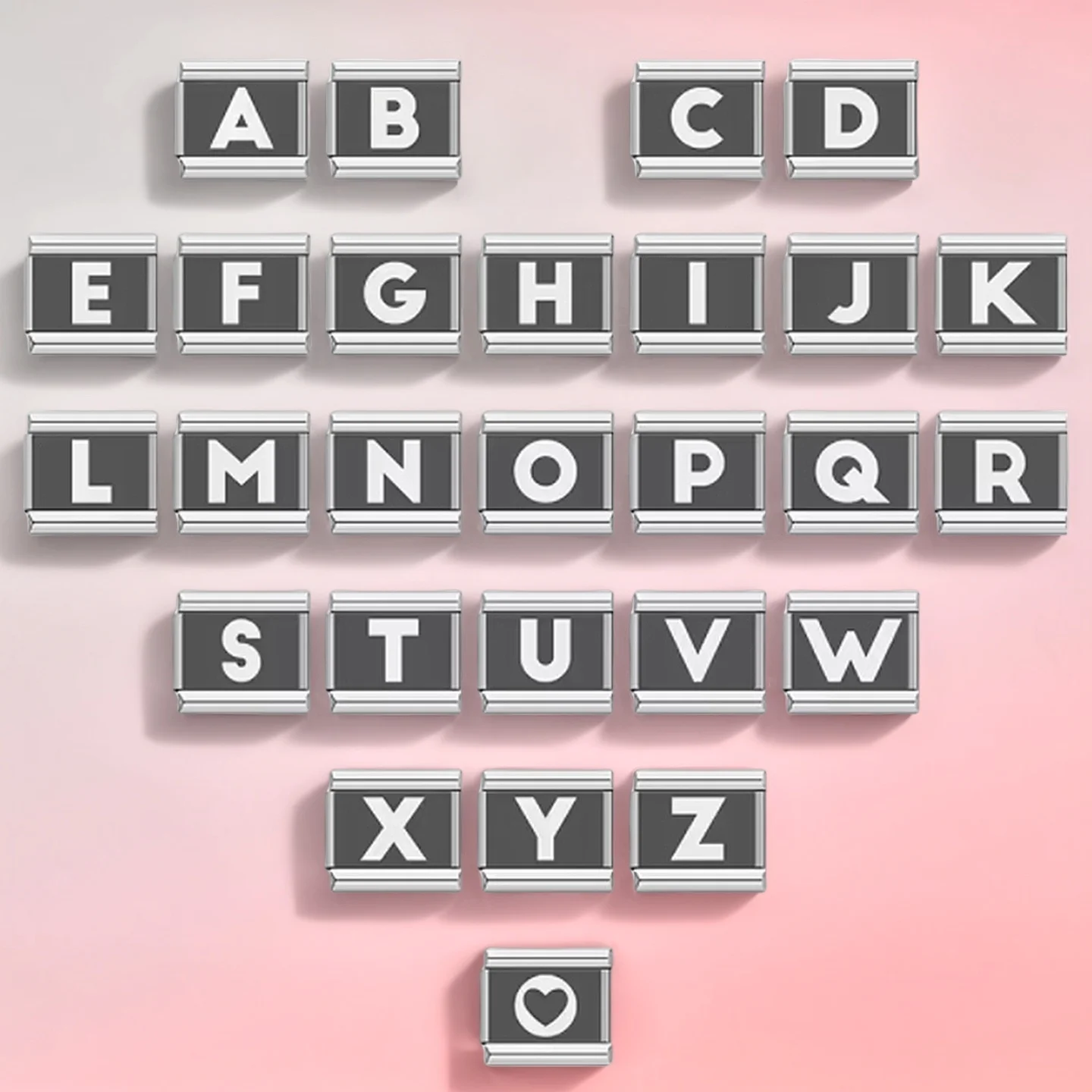 2025 New Fashion  laser 26 Letter Charm Italian Links Fit 9mm Bracelet Stainless Steel Jewelry DIY Making Men Women