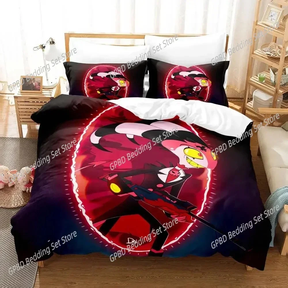 Anime Helluva Blitzo Boss 3D Bedding Set Duvet Cover Pillowcases Single Twin Full Queen King Size Home Decor Quilt Boys Gift