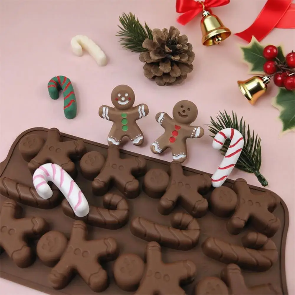 Silicone Xmas Chocolate Molds Snowflake Xmas Tree Gingerbread Man Candy Cookie Moulds DIY Baking Tool New Year Cake Decor
