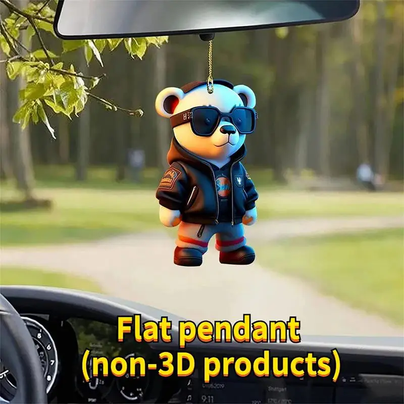 Bear Car Pendant Bow Glomy Bear Car Pendant Mirror Hanging Cute Bear Car Chain Couple Bag Pendant Creative Auto Accessories