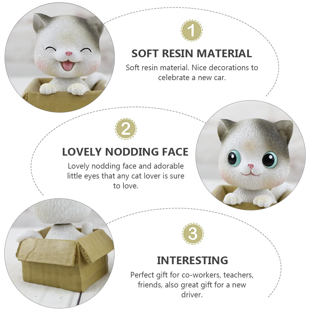 

2 Pcs Cat Ornaments inside The Car Figurines Resin Figure Cute Decor