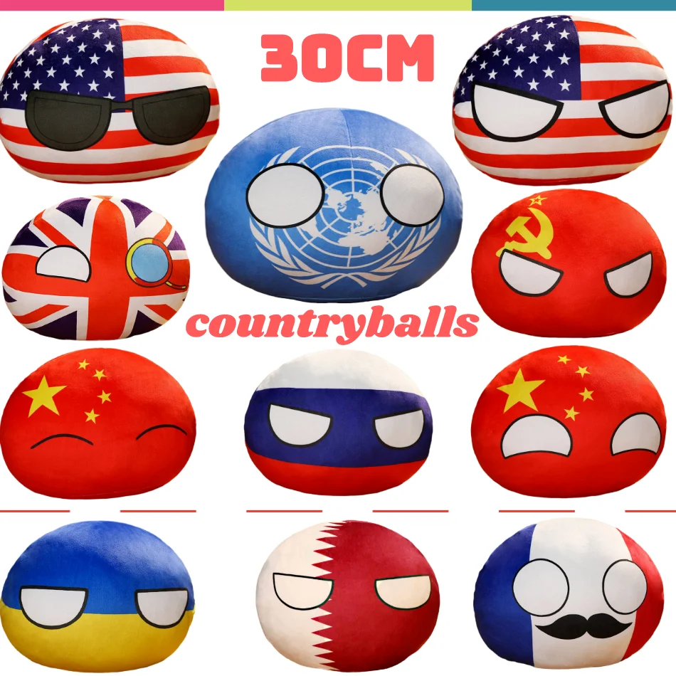 30Cm Countryballs Plush Toys Pendant Russian Country Ball Spain Netherlands Soviet Union United States UK Throw Pillow