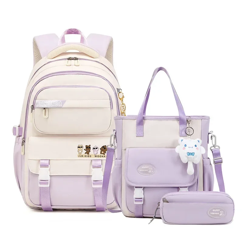 Mochila Escolar Infantil para niñas, conjunto de mochila primaria para niños, mochila Escolar de princesa de 3 piezas