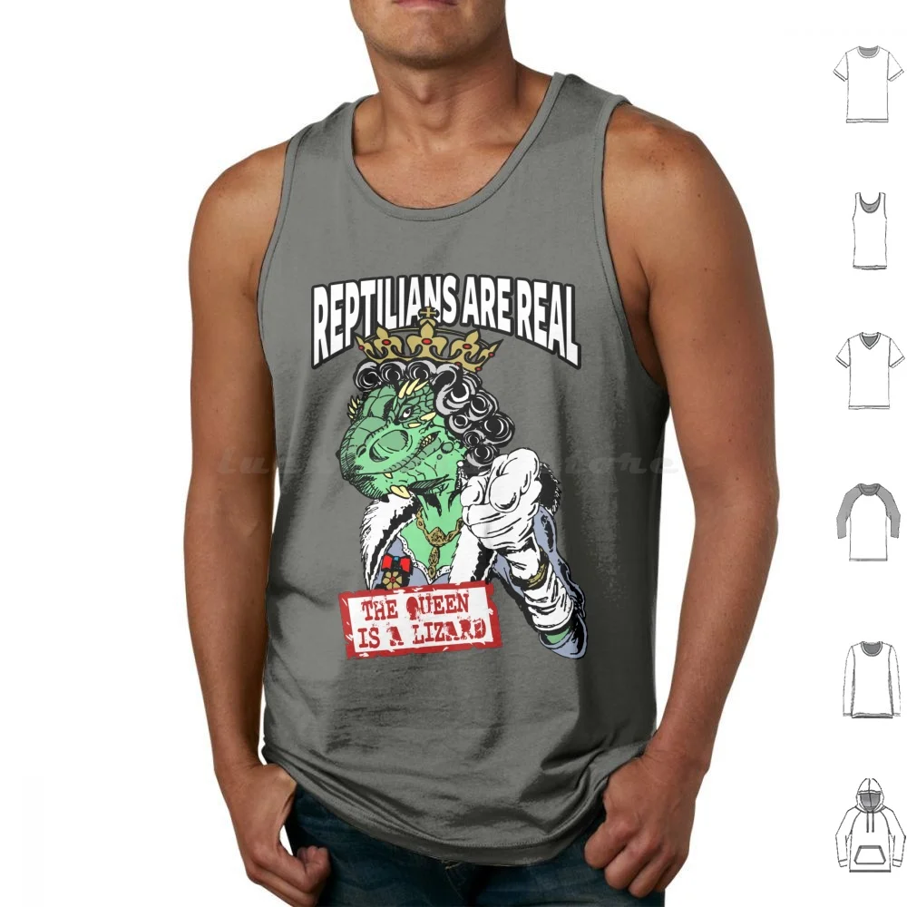 Reptilians Are Real-The Queen Is A Lizard Tank Tops Vest Sleeveless Illuminati New World Order Nwo Anti Now Anti New World