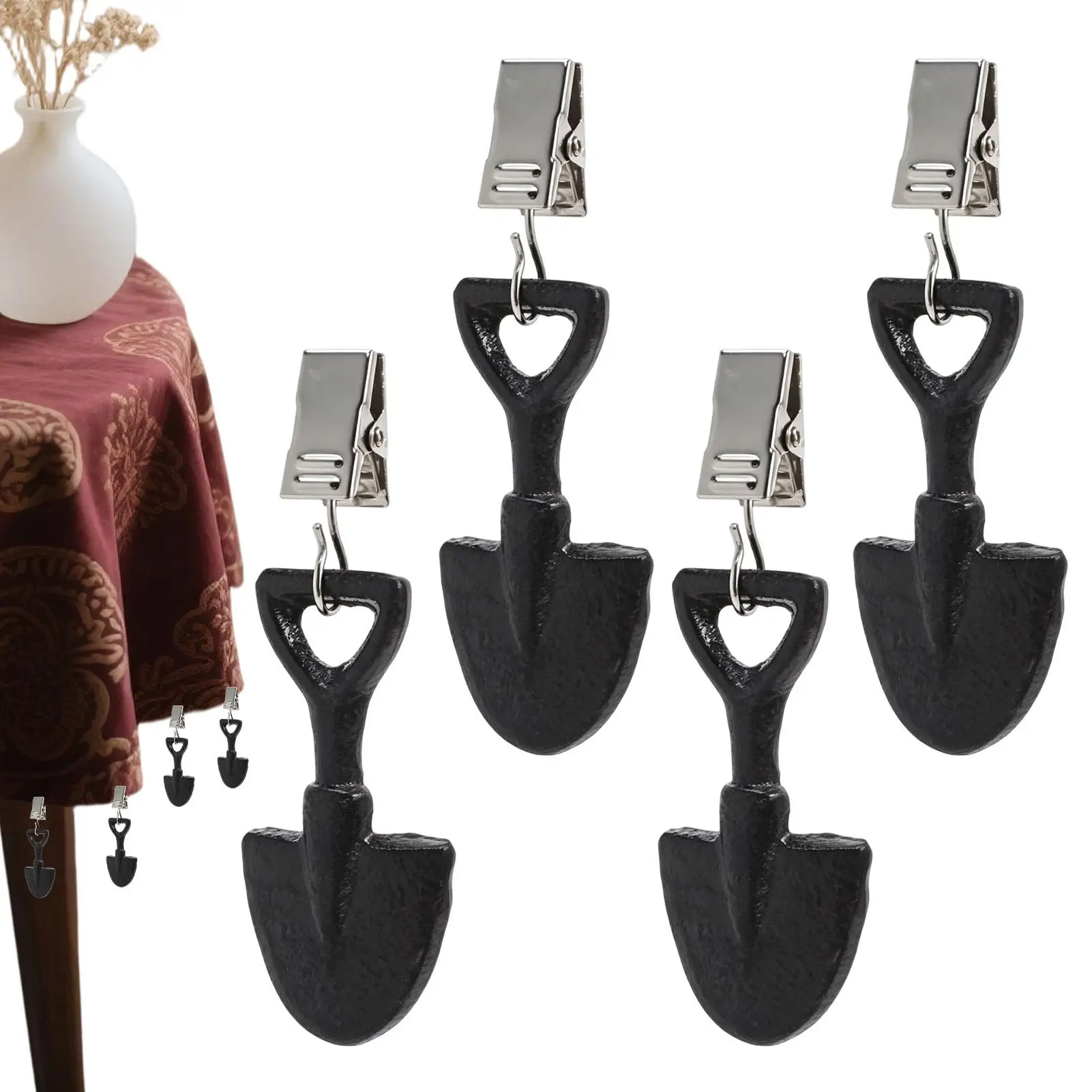

4Pcs Windproof Marble Pendant Tablecloth Weights With Clips Camping Reusable Compact Delicate Outdoor Tablecloths