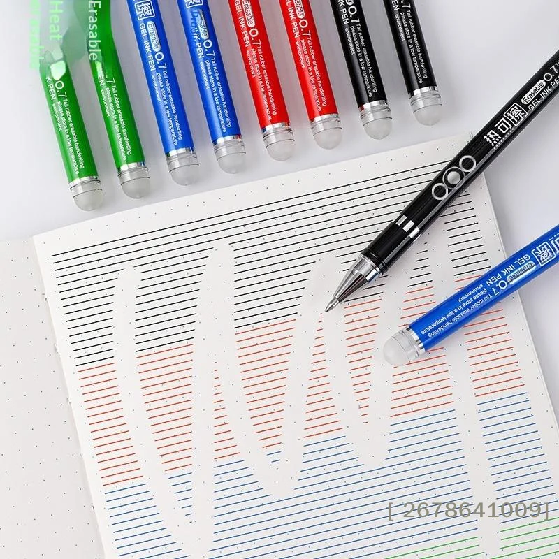 ♥12-Pack Erasable Gel Pens – 0.7mm Blue/Red/Green/Black Refillable Pens for School & Office|〔YY33〕