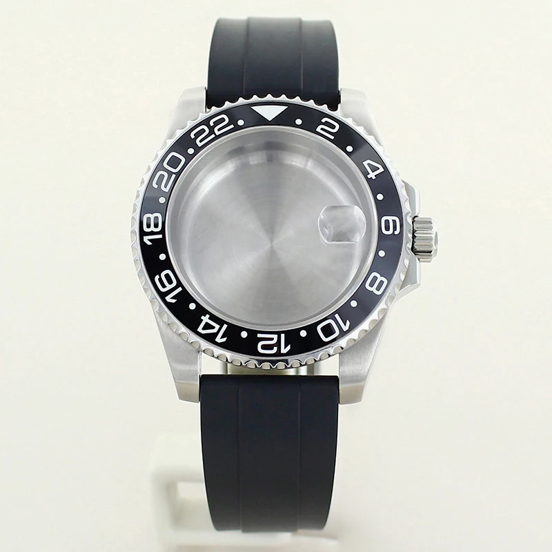 

40mm Men's Diver Watch Case Rubber Strap Sapphire Glass For Nh35 Nh36 GMT Nh34 Nh70 4R36 Eta2824 Miyota 8215 movement Submariner