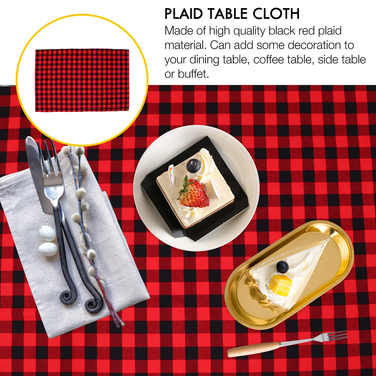 

1Pcs Black Red Checkered Tablecloth Premium Plaid Table Cover Xmas Decoration Christmas Table Pad Easy Care