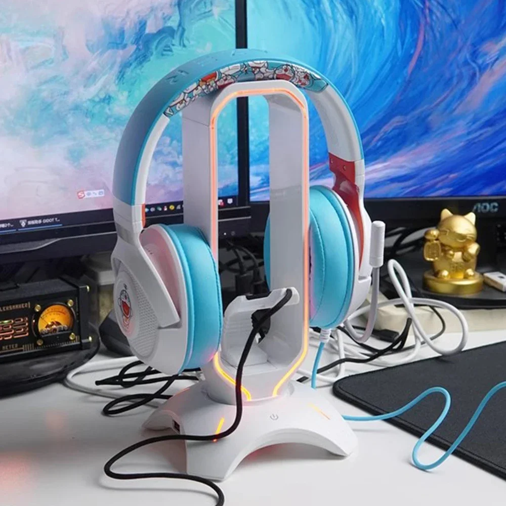 WAIZOWL BG RGB Gaming Headset Holder Integrated USB Expander Desk Decoration Christmas Gift PC Accessories Desk Game Headset