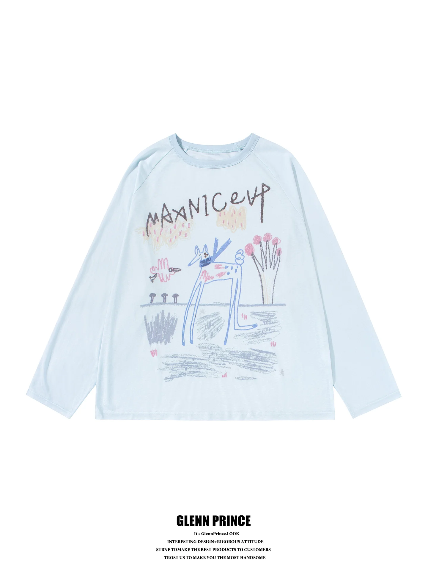 

GPstudio Korean Style Long Sleeve T-Shirt Men's Thin Design Loose Sun Protection Top Graffiti Print Casual Breathable Summer ...