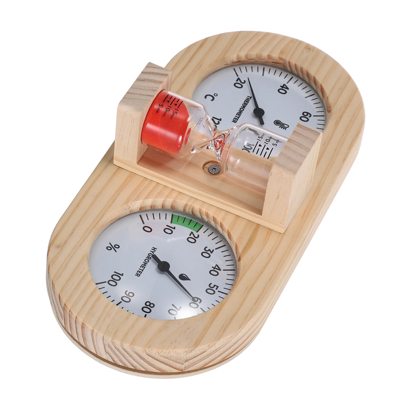 

Sauna Thermometer Hygrometer Sand Timer Wood Finish Digital Display Humidity Temperature Gauge for Steam Room Spa