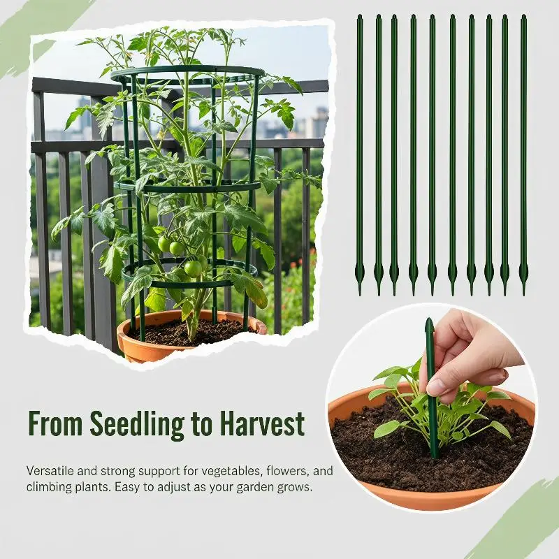 Plastic Plant Support Ring Weather Resistant Reusable Support Pile for Outdoor Orchard Garden Potted Plant Growth Protection