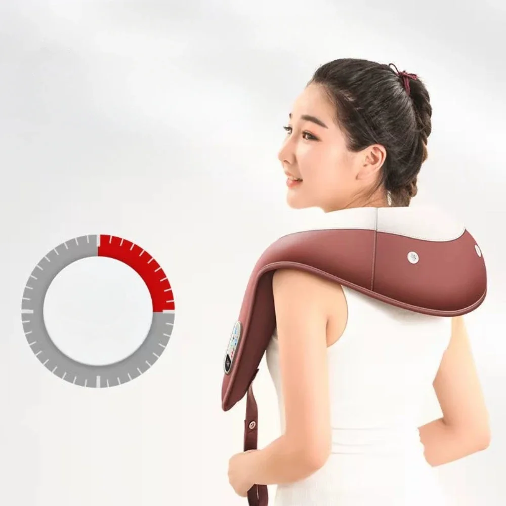 Portable Electric Neck And Shoulder Massager Wireless Neck And Back Kneading Massage Shawl Cervical Back Muscle Relaxing Massage