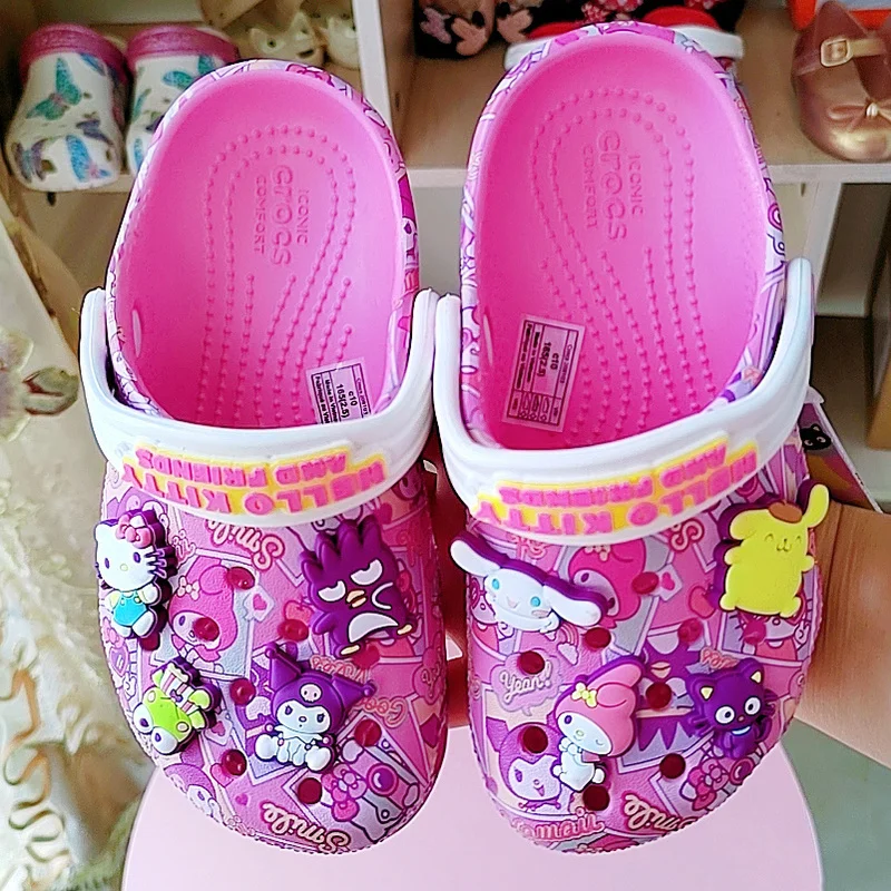 MINISO Sanrio Kuromi Hello Kitty Melody Cinnamoroll Kawaii Kids Cute Girls sandali pantofole per bambini scarpe da spiaggia antiscivolo per bambini