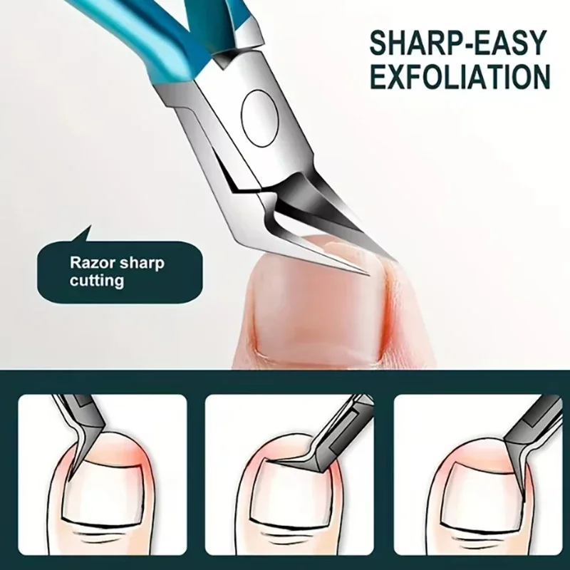 1 قطعة كليبرز أظافر القدم للأظافر سميكة نام فتحة واسعة عدم الانزلاق مقبض طويل أظافر القاطع قادين