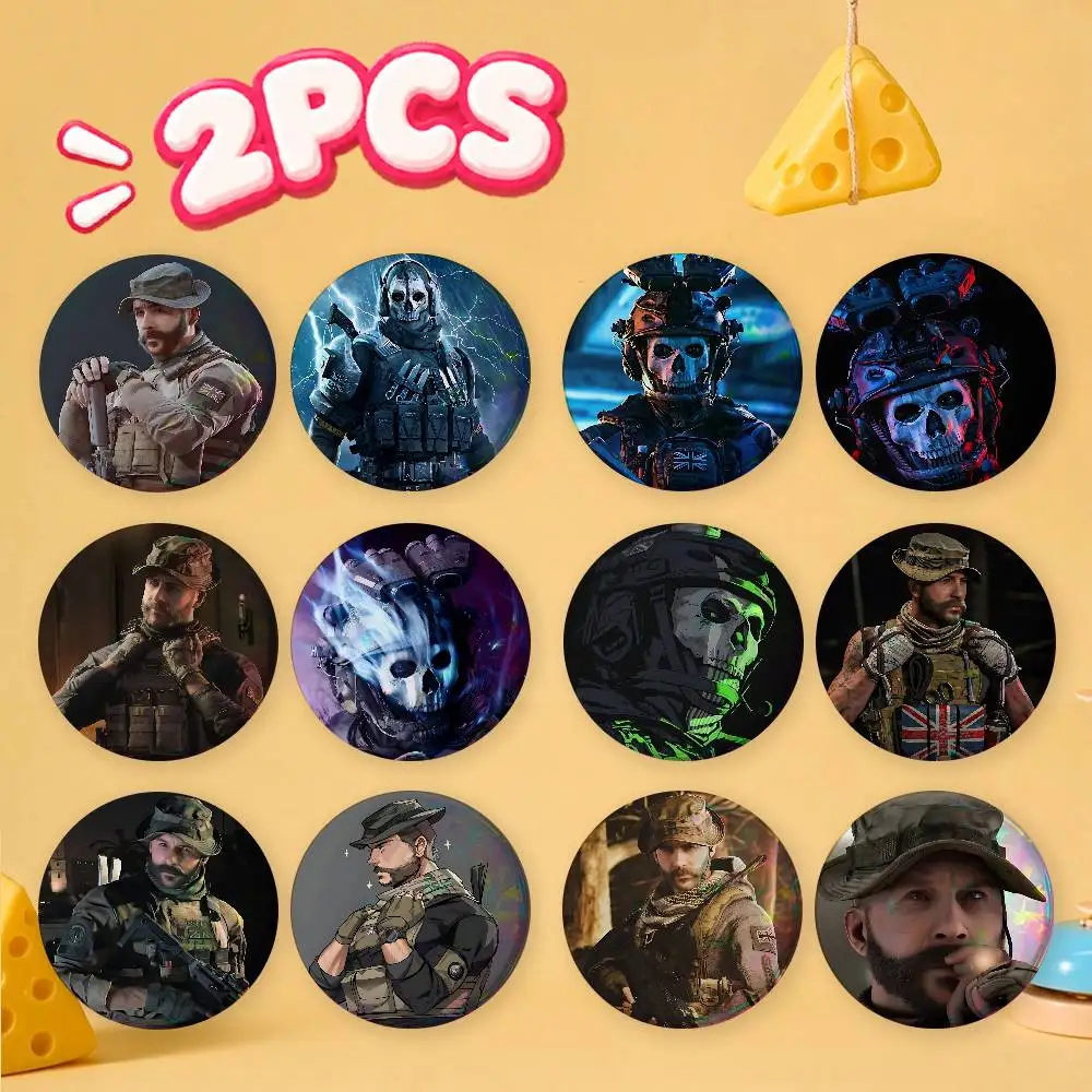 FOR Call of Duty John Price 2Pcs Anime Badge Set Cute Cartoon Round Button Pins Backpack Decor Brooch Gift for Fans Collection