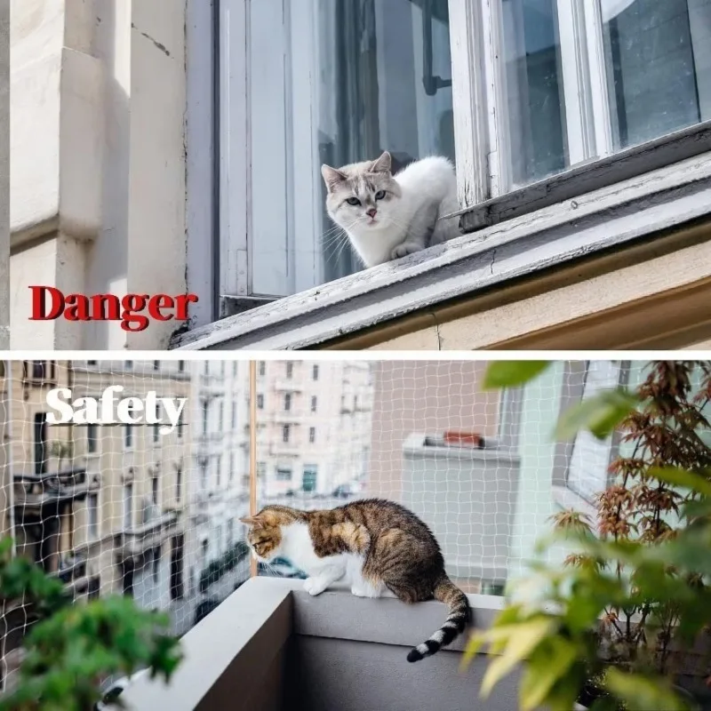 Transparentes Balkonnetz, Katzenschutz, Haustier-Schutznetz gegen Stürze, für Fenster, Balkone, Haus-/Straßentiere, Gemüse und Obst – Detail 6