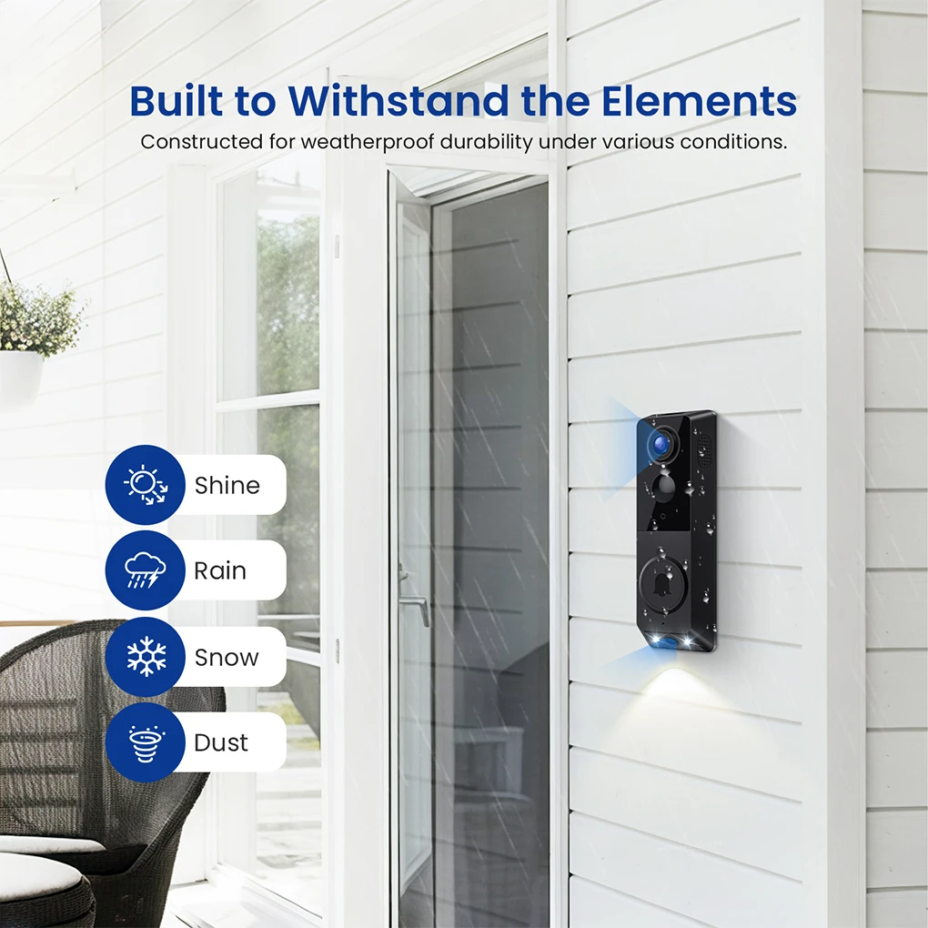 Home Security Doorbell With Dual Camera 720P HD Wide-angle Lens For Clear Mo-tion Detection