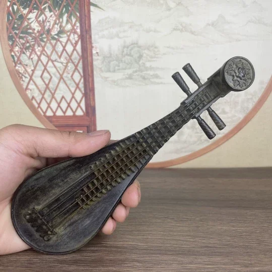 Chinese Musical Instruments Antique Bronze Collection Pipa Bronze Ornaments Crafts Fine Creative Antique Play