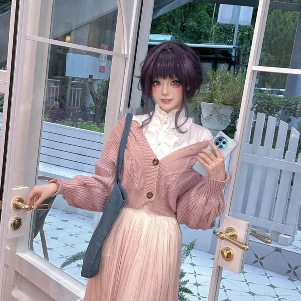 Perruque de cosplay synthétique Lolita violette résistante à la chaleur, inspirée de Waguri Kaoruko de l'anime The Fragrant Flower Blooms With Dignity, pour Halloween 2026