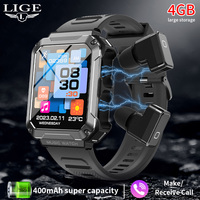 LIGE 4GB Memory Smart Watch Headset TWS  Wireless  Bluetooth Call Sport Music Earphone Smartwatch Waterproof Men Women Watches