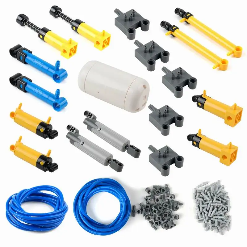 Pneumatisches Teile-Set Zylinder Tank Schalter Schlauch Verbinder-Kit für Technische MOC Mechanische Bausteine DIY Spielzeug