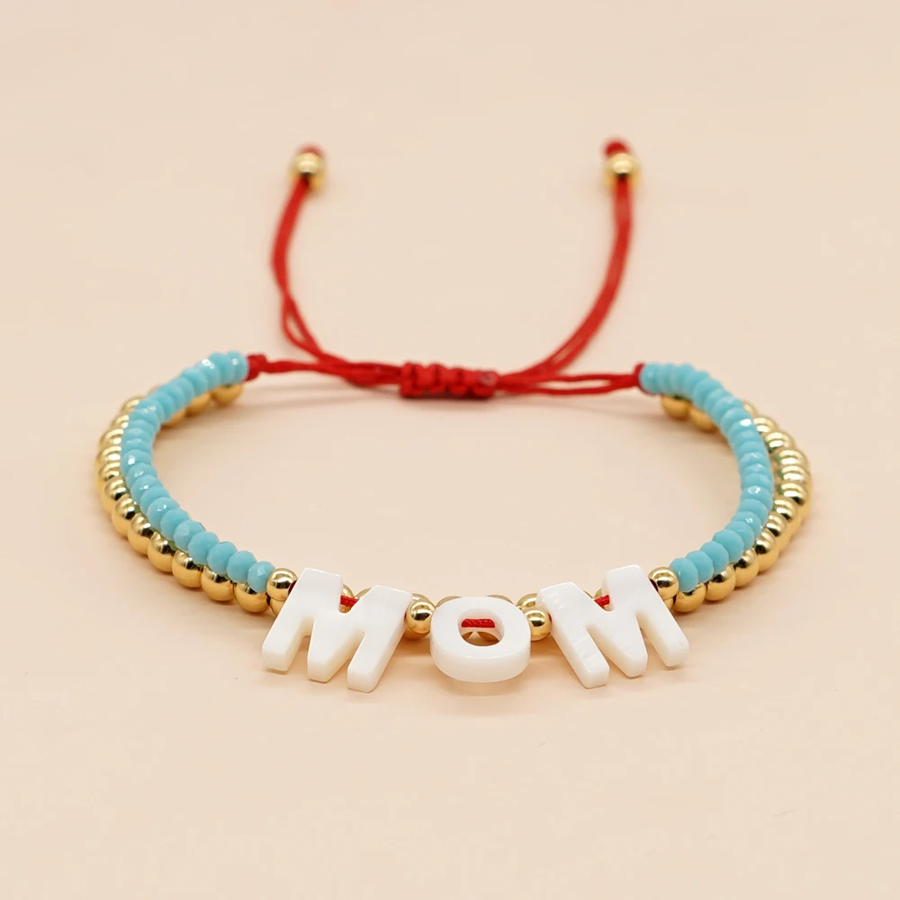 

Crystal Gold Plated Ball Beaded Bracelet for Mom Lucky Red Rope Women Lace-Up Charm Bracelets Handmade Jewelry Mother Gift