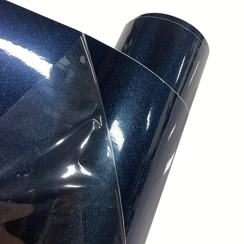 Premium Sparkle Glossy Metallic Ghost Midnight Blue Vinyl Wrap Film Self Adhesive Decal Vehicle Car Wrapping Foil