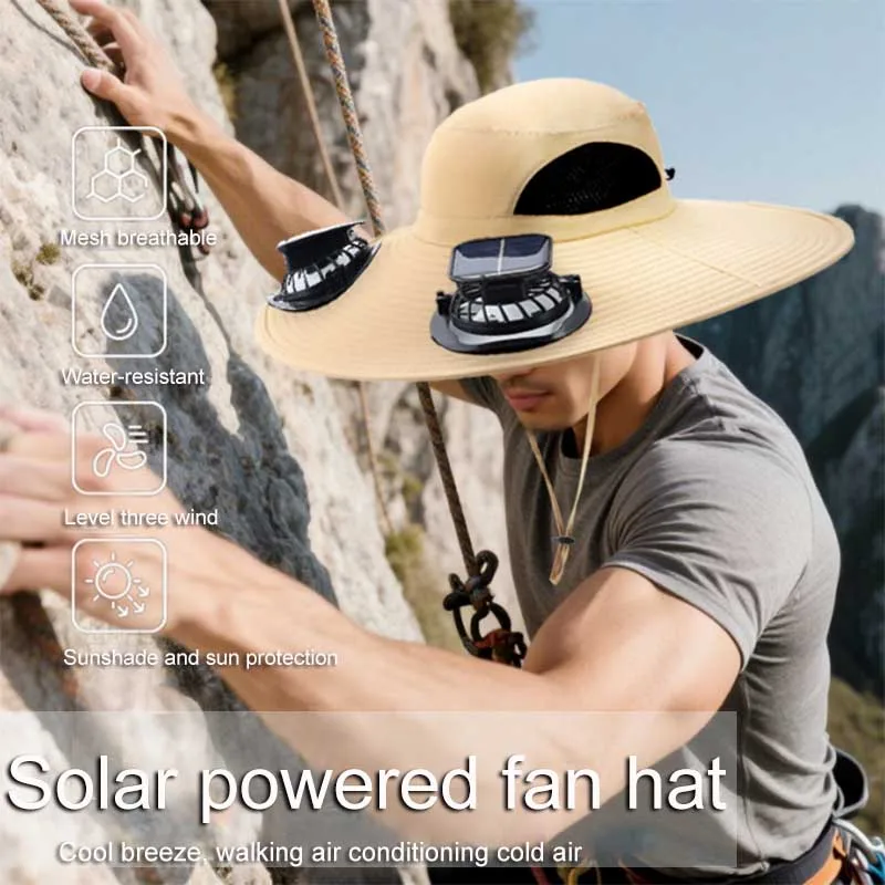 

Gorro con ventilador con energía Solar para hombre, gorro de pesca con protección UV para trabajo agrícola al aire libre, gorra