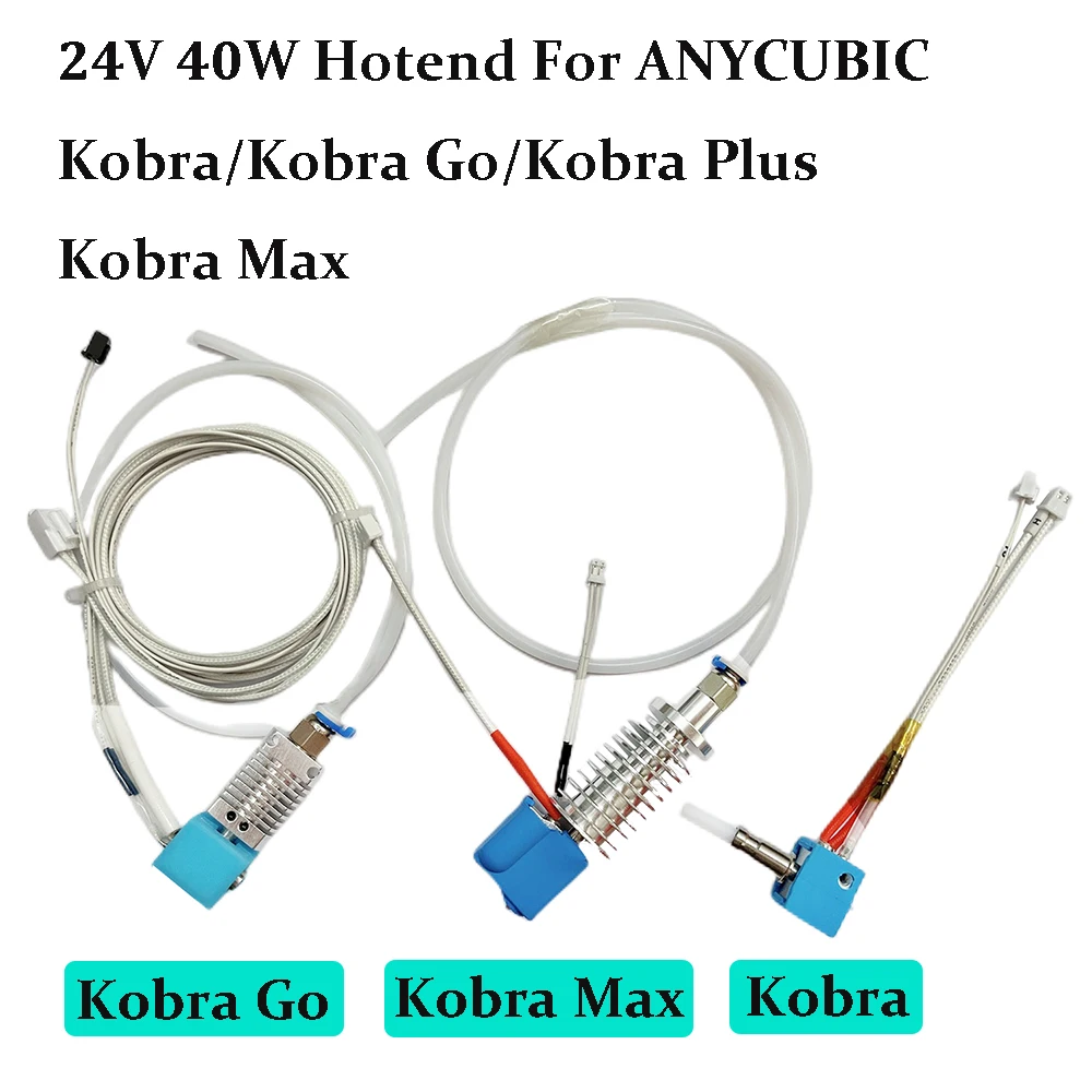 Cabezal de impresión 3D Kobra Hotend, piezas de impresora 3D, calentador de cartucho de extremo caliente para ANYCUBIC Kobra Go Kobra Max Plus j-head Hotend, 24V, 40W