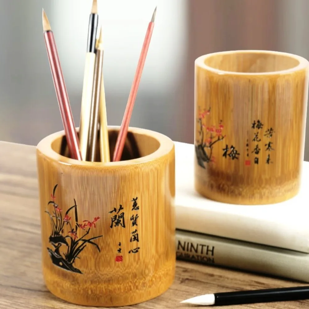 

Versatile Multifunctional Desktop Storage Box Cylindrical Plum Blossom Pen Holder Orchid Chinese Style Pencil Box Desktop