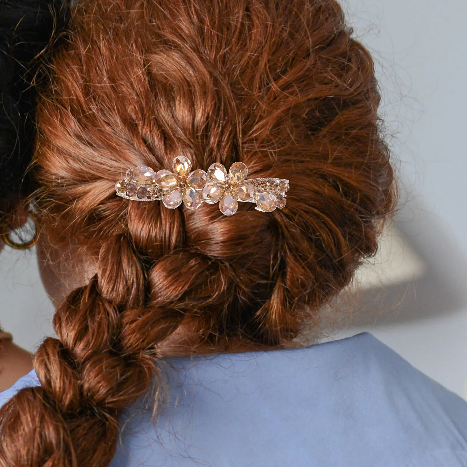 

Rhinestones Hair Clip Spring Barrette Compact Strong Hold Sparkly Hair Accessories for Women Wedding Prom Bridal